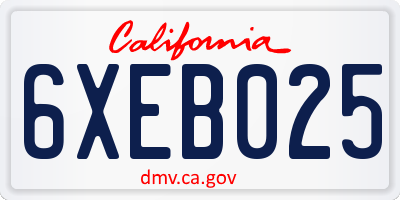 CA license plate 6XEB025