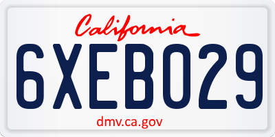 CA license plate 6XEB029