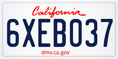 CA license plate 6XEB037