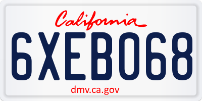 CA license plate 6XEB068