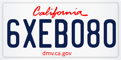 CA license plate 6XEB080