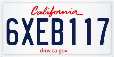 CA license plate 6XEB117