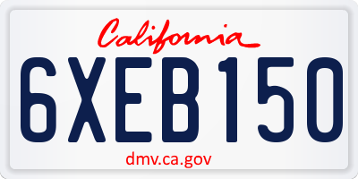 CA license plate 6XEB150