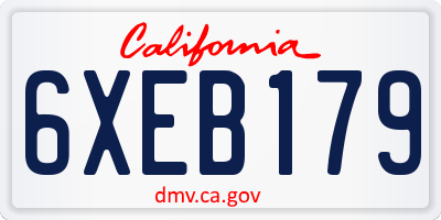CA license plate 6XEB179