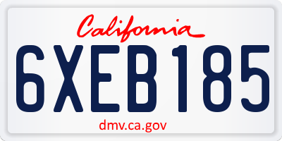 CA license plate 6XEB185