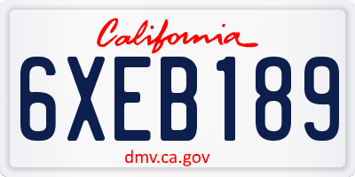 CA license plate 6XEB189
