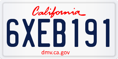 CA license plate 6XEB191