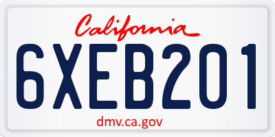 CA license plate 6XEB201