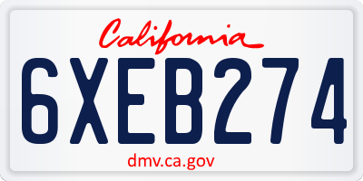 CA license plate 6XEB274