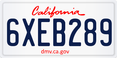 CA license plate 6XEB289