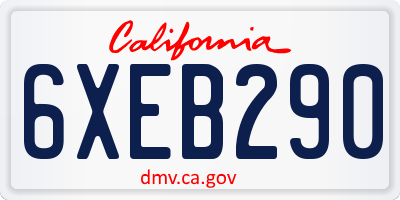 CA license plate 6XEB290