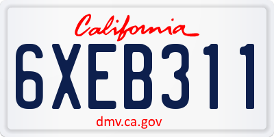 CA license plate 6XEB311