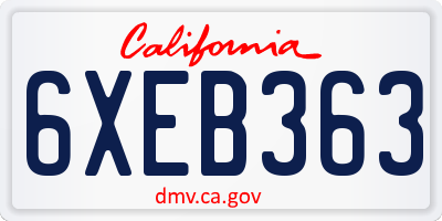 CA license plate 6XEB363