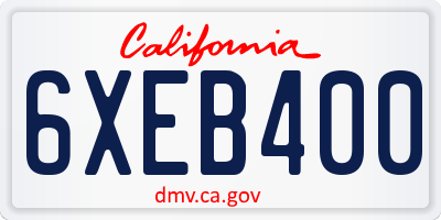 CA license plate 6XEB400
