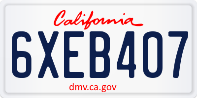 CA license plate 6XEB407