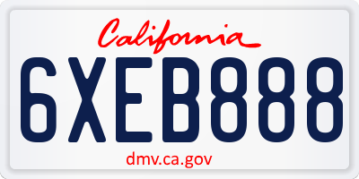 CA license plate 6XEB888