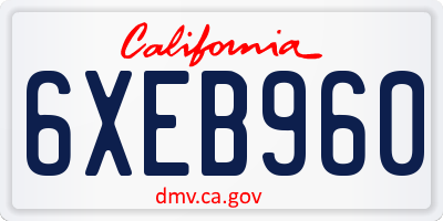 CA license plate 6XEB960