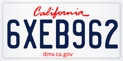 CA license plate 6XEB962