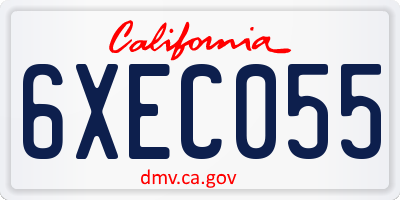 CA license plate 6XEC055