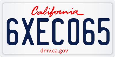 CA license plate 6XEC065