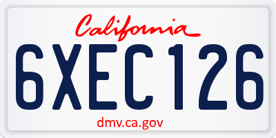 CA license plate 6XEC126