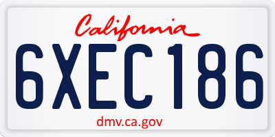 CA license plate 6XEC186