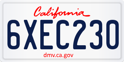 CA license plate 6XEC230