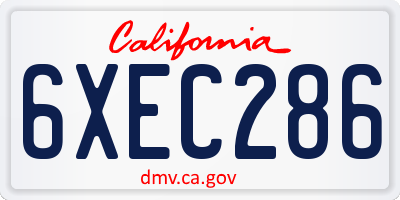 CA license plate 6XEC286