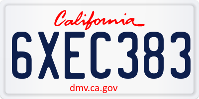 CA license plate 6XEC383