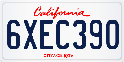 CA license plate 6XEC390