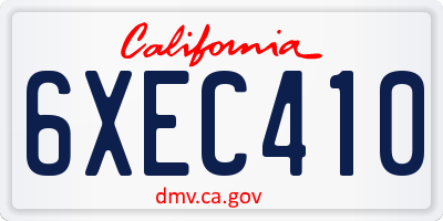 CA license plate 6XEC410