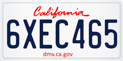 CA license plate 6XEC465