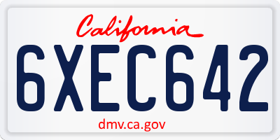 CA license plate 6XEC642