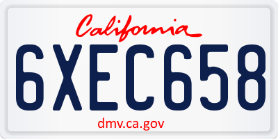 CA license plate 6XEC658