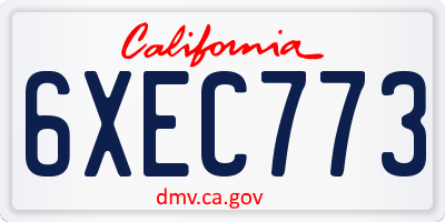 CA license plate 6XEC773