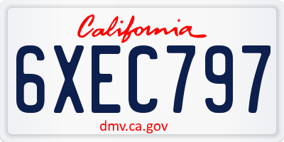 CA license plate 6XEC797