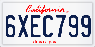 CA license plate 6XEC799