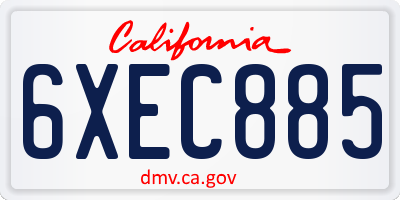 CA license plate 6XEC885