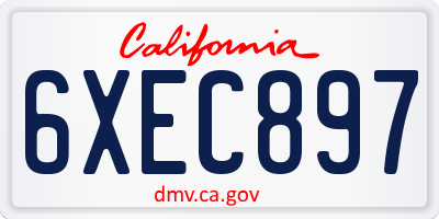 CA license plate 6XEC897