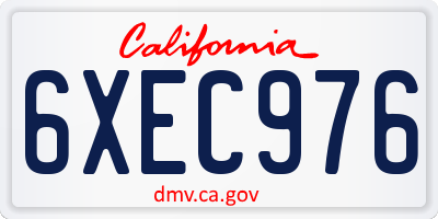 CA license plate 6XEC976