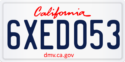 CA license plate 6XED053