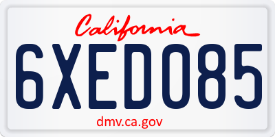 CA license plate 6XED085