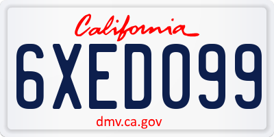 CA license plate 6XED099