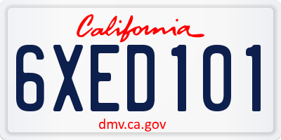 CA license plate 6XED101