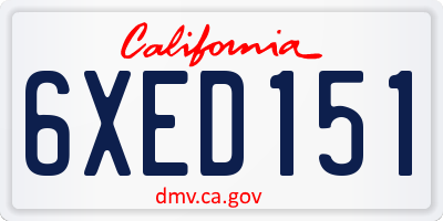CA license plate 6XED151