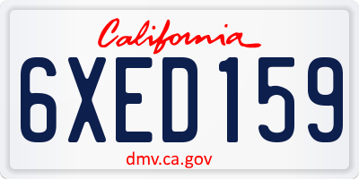 CA license plate 6XED159
