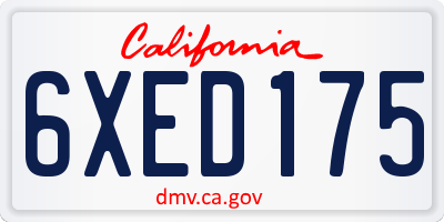 CA license plate 6XED175