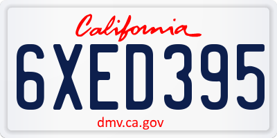 CA license plate 6XED395