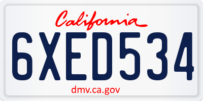 CA license plate 6XED534