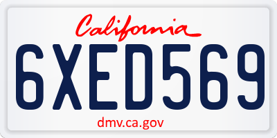 CA license plate 6XED569